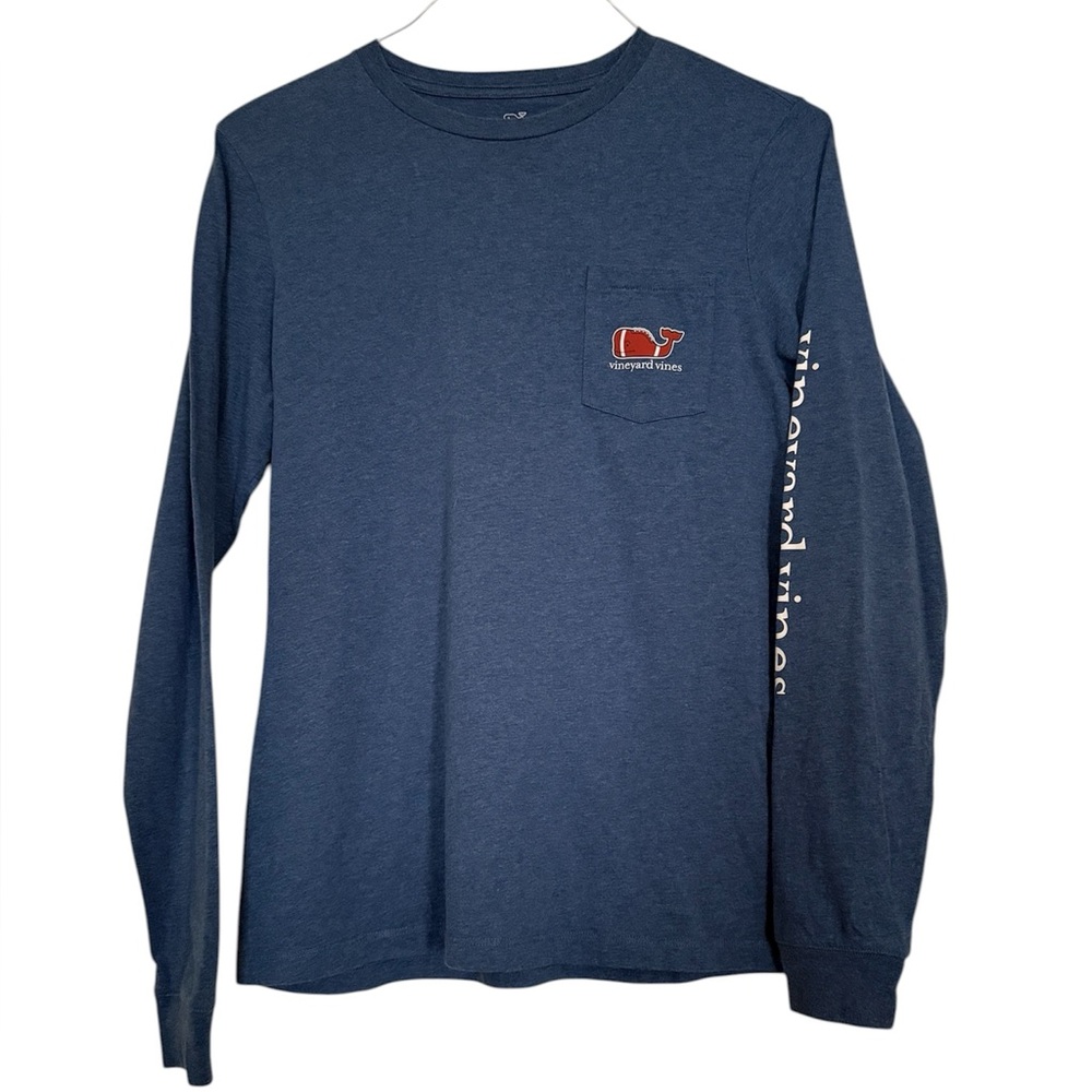 Vineyard Vines Football Whale Long-Sleeve Tee in Blue Blazer
Size Youth XL